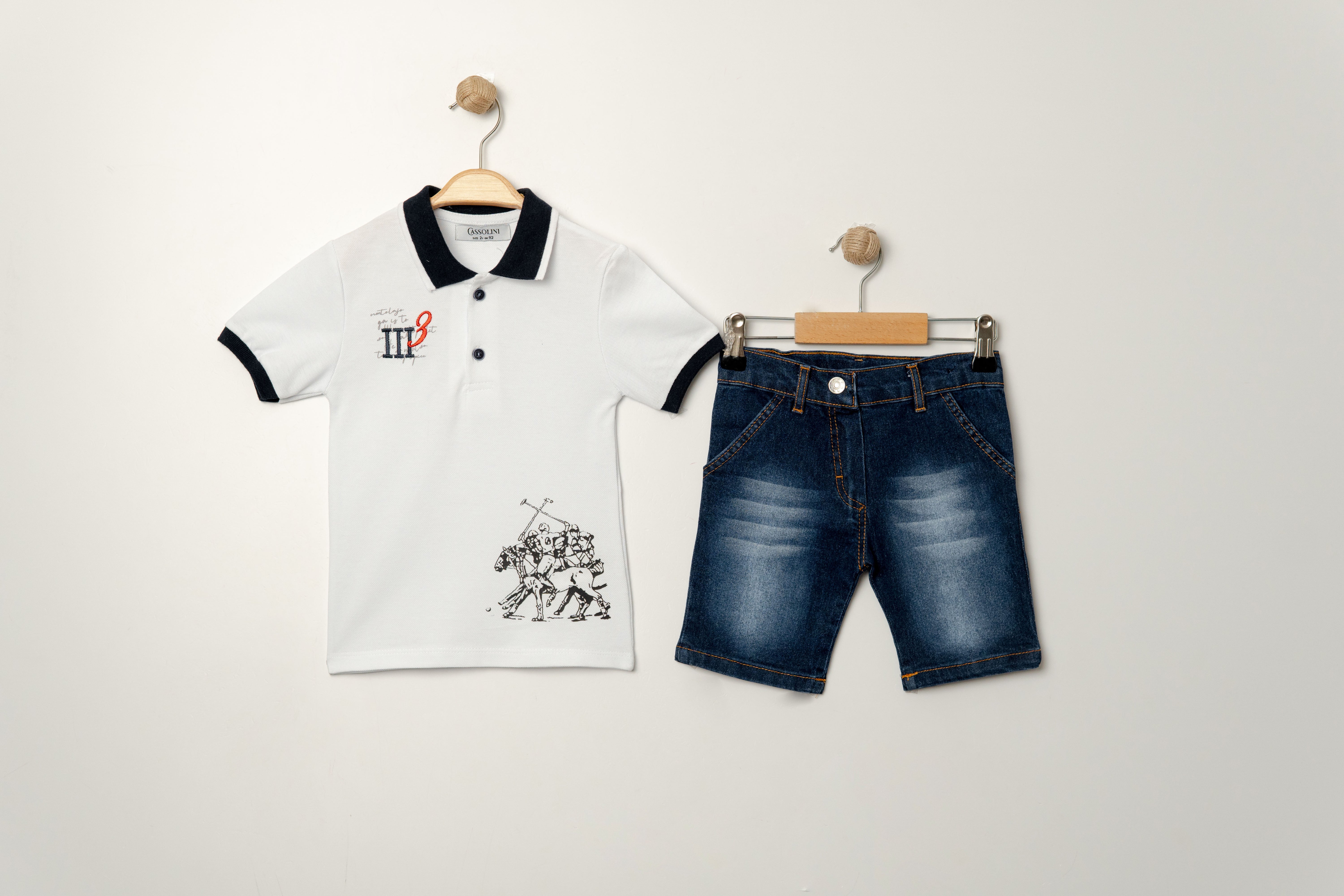 Erkek Çocuk Polo Yaka Nakışlı Yazlık 2 Parça Takım 2-5 Yaş